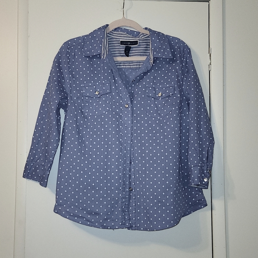 Karen Scott Blue & White Blouse
